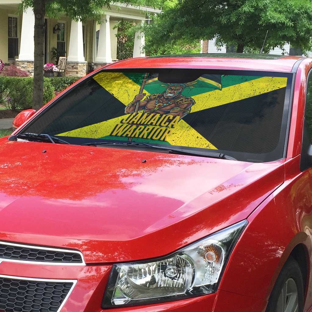 Black Jamaicans Warrior Spirit Auto Sun Shade Tribal Fighter in Reggae Colors