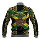Black Jamaicans Warrior Spirit Baseball Jacket Tribal Fighter in Reggae Colors - African Pride