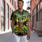 Black Jamaicans Warrior Spirit Baseball Jersey Tribal Fighter in Reggae Colors - African Pride