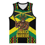 Black Jamaicans Warrior Spirit Basketball Jersey Tribal Fighter in Reggae Colors - African Pride