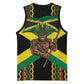 Black Jamaicans Warrior Spirit Basketball Jersey Tribal Fighter in Reggae Colors - African Pride