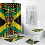 Black Jamaicans Warrior Spirit Bathroom Set Tribal Fighter in Reggae Colors