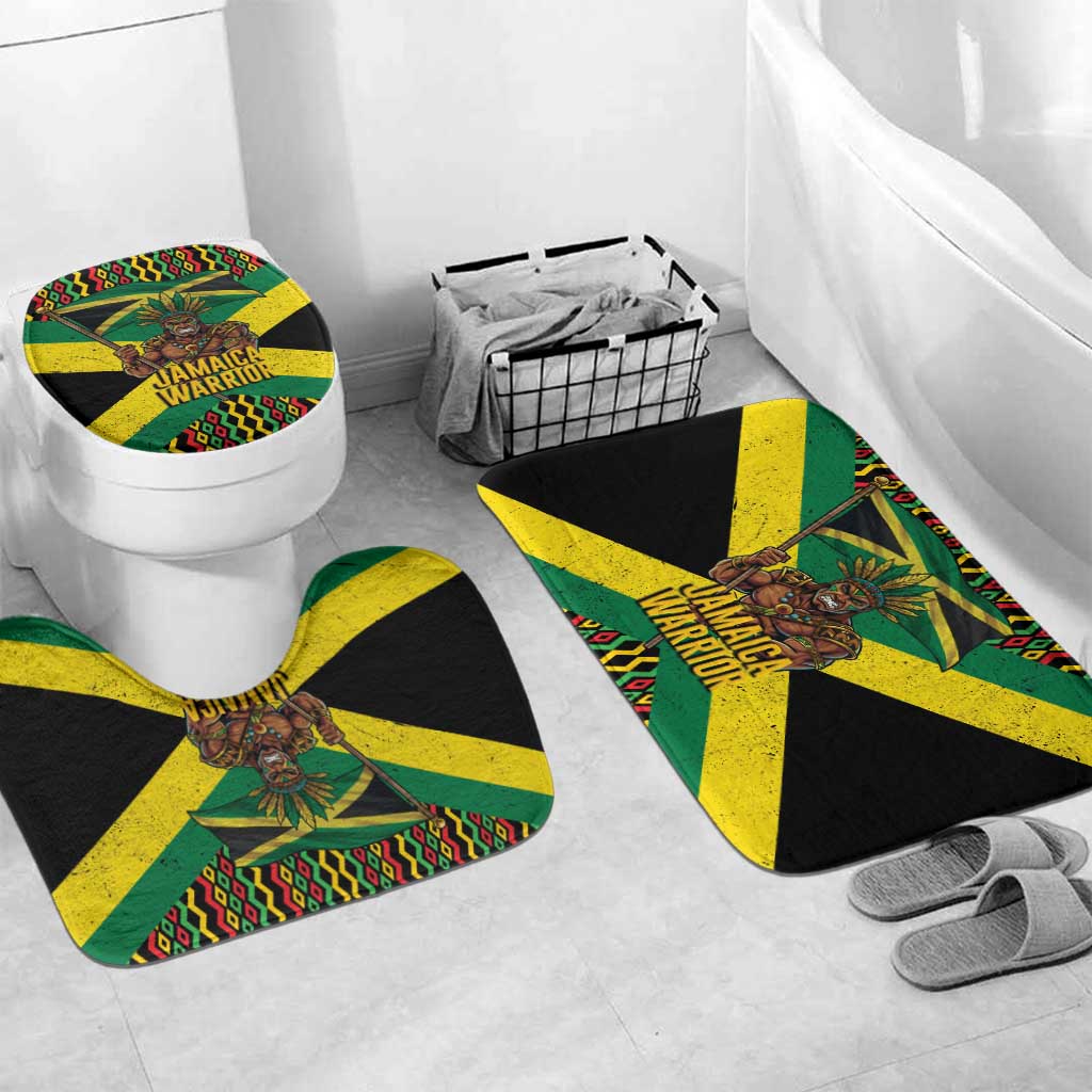 Black Jamaicans Warrior Spirit Bathroom Set Tribal Fighter in Reggae Colors