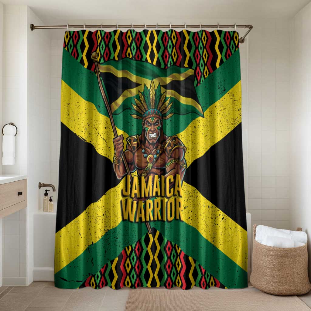 Black Jamaicans Warrior Spirit Bathroom Set Tribal Fighter in Reggae Colors