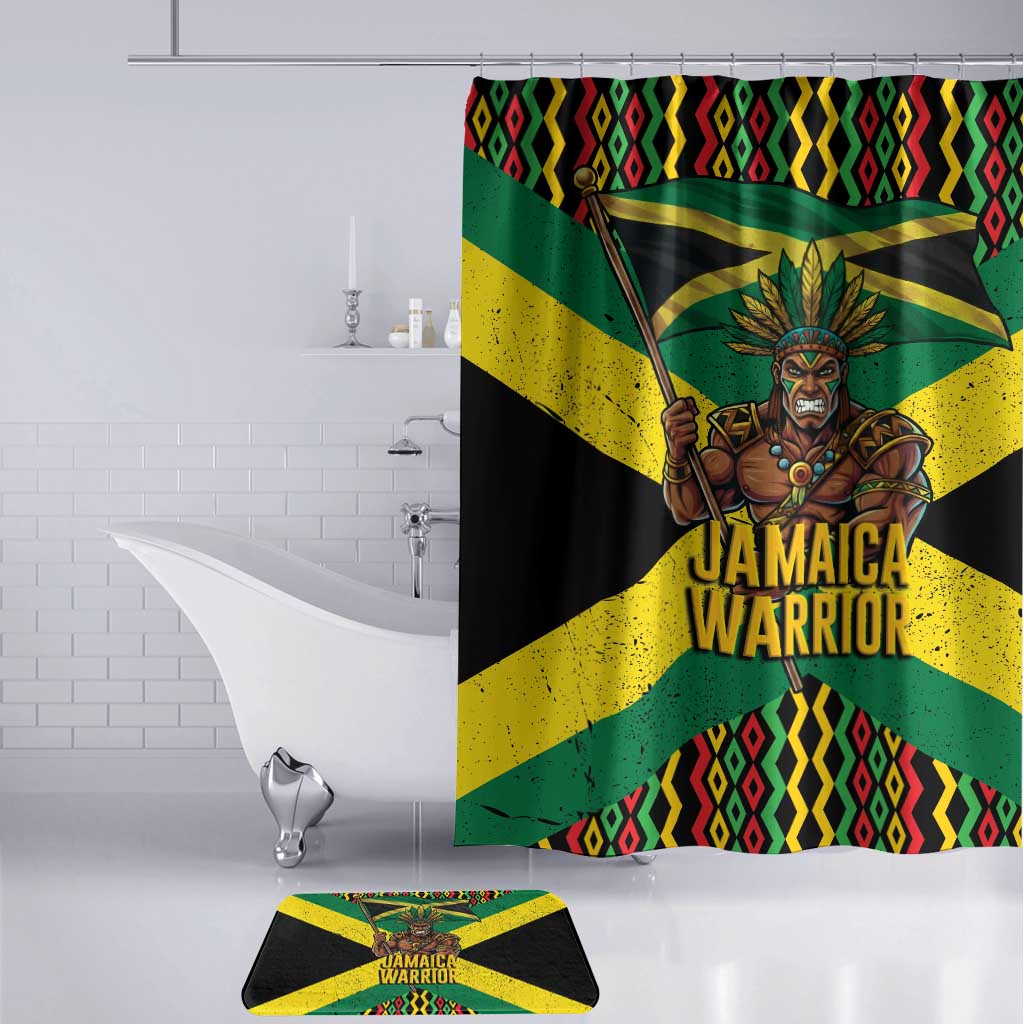 Black Jamaicans Warrior Spirit Bathroom Set Tribal Fighter in Reggae Colors