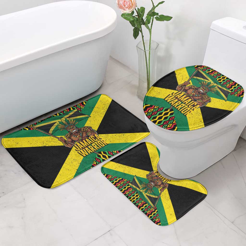 Black Jamaicans Warrior Spirit Bathroom Set Tribal Fighter in Reggae Colors