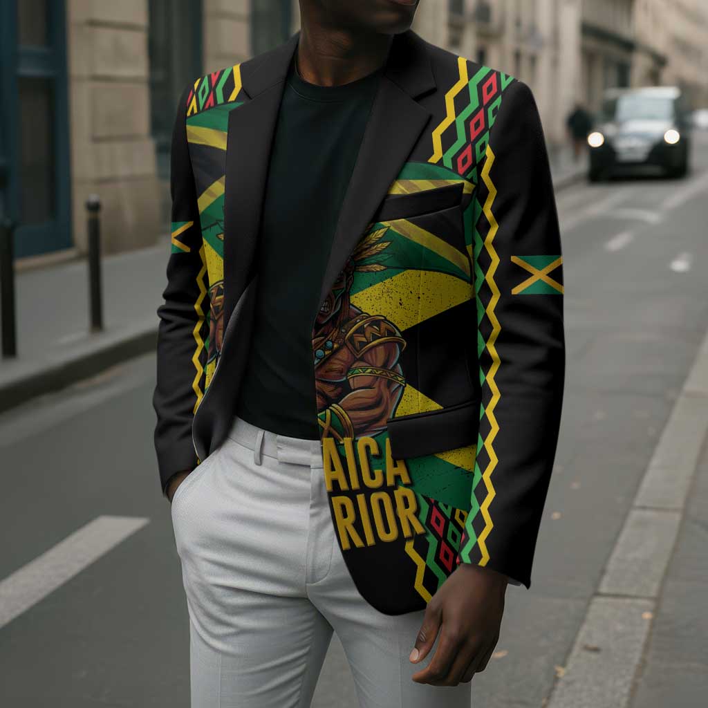 Black Jamaicans Warrior Spirit Blazer Tribal Fighter in Reggae Colors