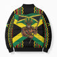 Black Jamaicans Warrior Spirit Bomber Puffer Jacket Tribal Fighter in Reggae Colors