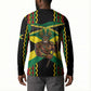 Black Jamaicans Warrior Spirit Button Sweatshirt Tribal Fighter in Reggae Colors