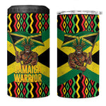 Black Jamaicans Warrior Spirit 4 in 1 Can Cooler Tumbler Tribal Fighter in Reggae Colors - African Pride