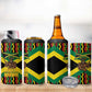 Black Jamaicans Warrior Spirit 4 in 1 Can Cooler Tumbler Tribal Fighter in Reggae Colors - African Pride
