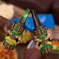 Black Jamaicans Warrior Spirit 4 in 1 Can Cooler Tumbler Tribal Fighter in Reggae Colors - African Pride