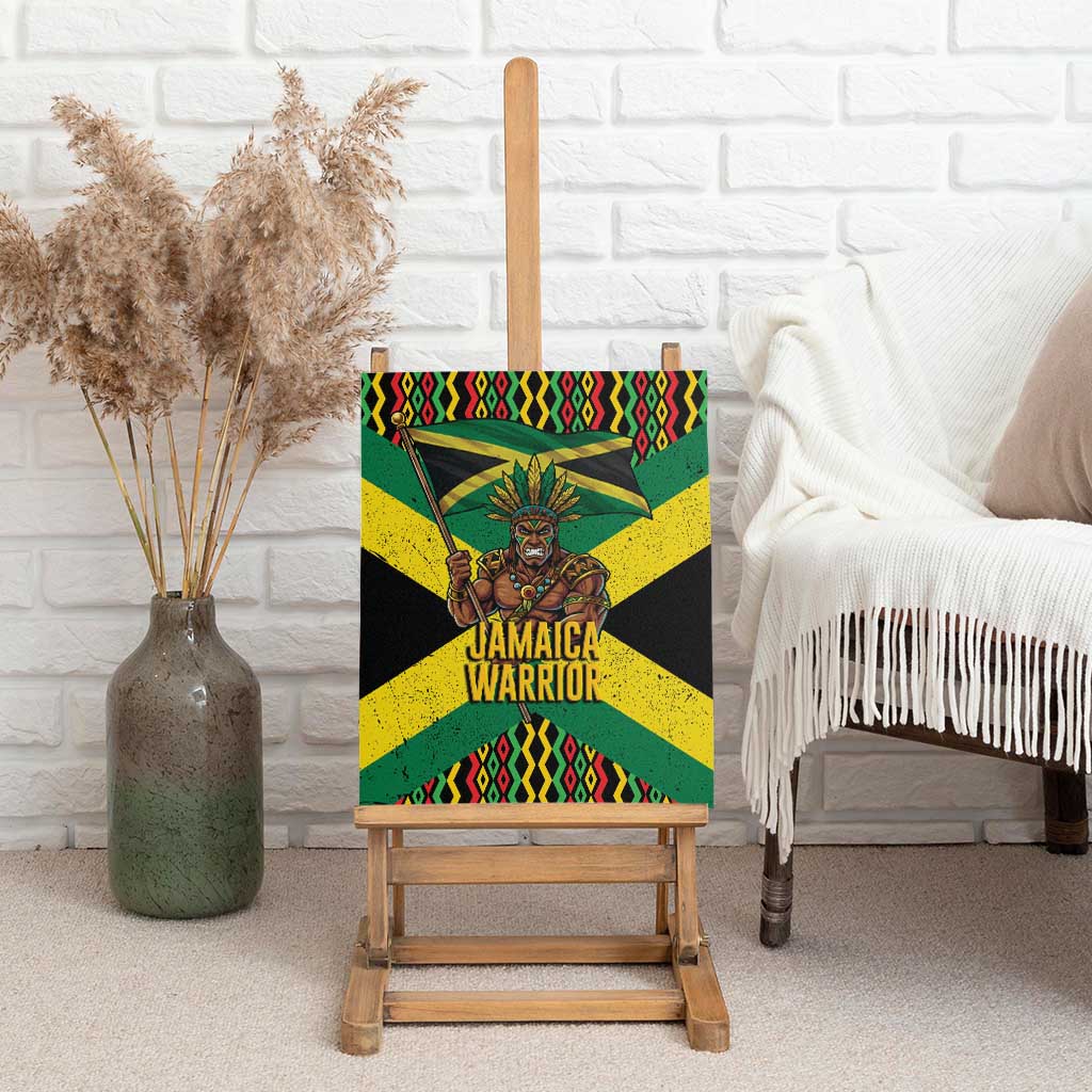 Black Jamaicans Warrior Spirit Canvas Wall Art Tribal Fighter in Reggae Colors - African Pride