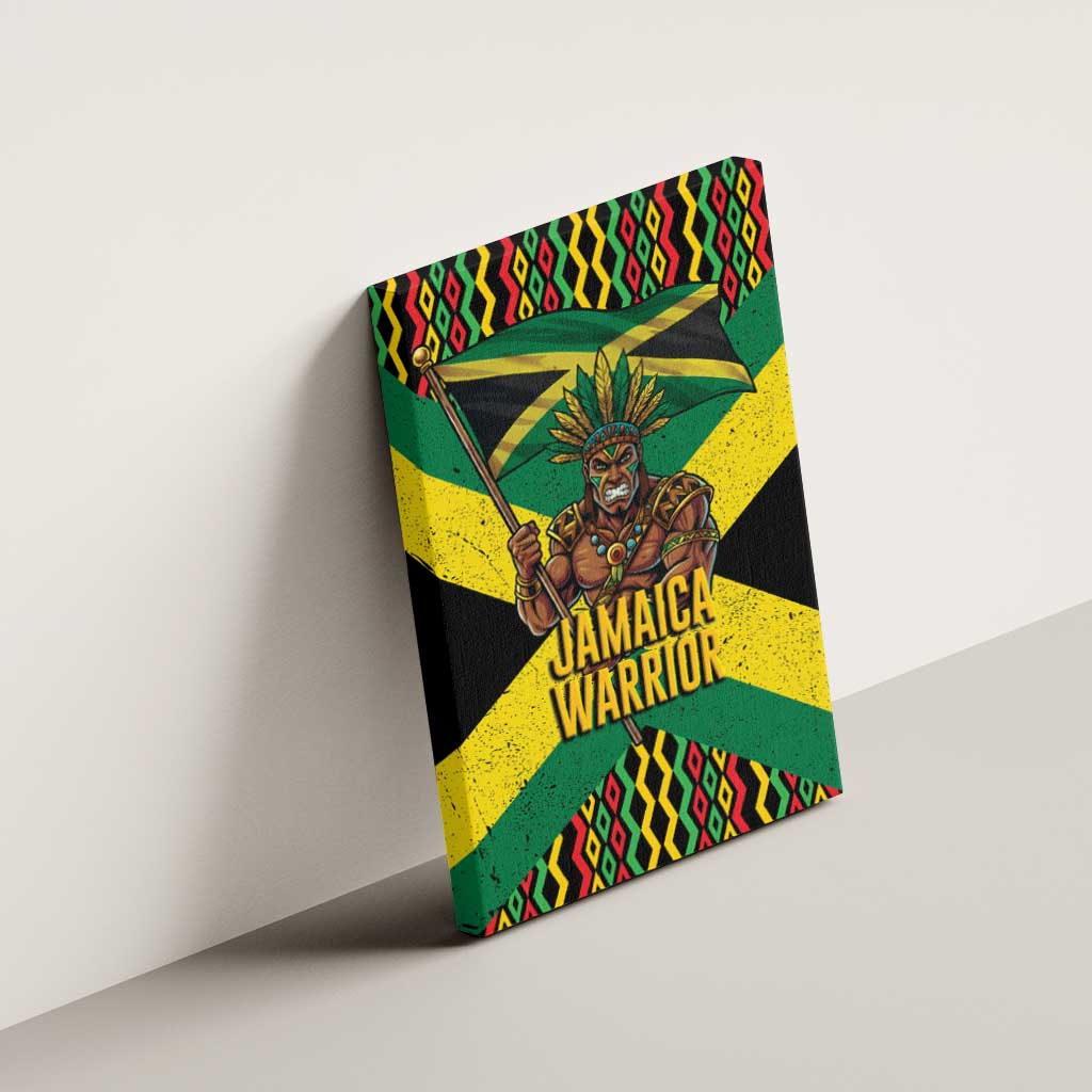 Black Jamaicans Warrior Spirit Canvas Wall Art Tribal Fighter in Reggae Colors - African Pride