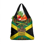 Black Jamaicans Warrior Spirit Grocery Bag Tribal Fighter in Reggae Colors - African Pride