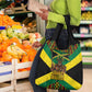 Black Jamaicans Warrior Spirit Grocery Bag Tribal Fighter in Reggae Colors - African Pride