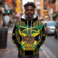 Black Jamaicans Warrior Spirit Hoodie Tribal Fighter in Reggae Colors - African Pride