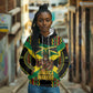Black Jamaicans Warrior Spirit Hoodie Tribal Fighter in Reggae Colors - African Pride