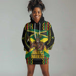 Black Jamaicans Warrior Spirit Hoodie Dress Tribal Fighter in Reggae Colors - African Pride