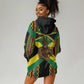 Black Jamaicans Warrior Spirit Hoodie Dress Tribal Fighter in Reggae Colors - African Pride