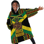 Black Jamaicans Warrior Spirit Kid Wearable Blanket Hoodie Tribal Fighter in Reggae Colors - African Pride