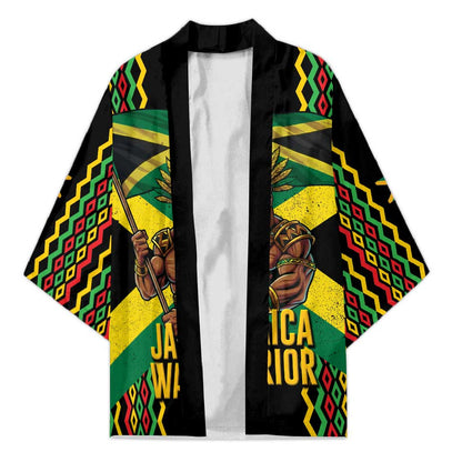Black Jamaicans Warrior Spirit Kimono Tribal Fighter in Reggae Colors