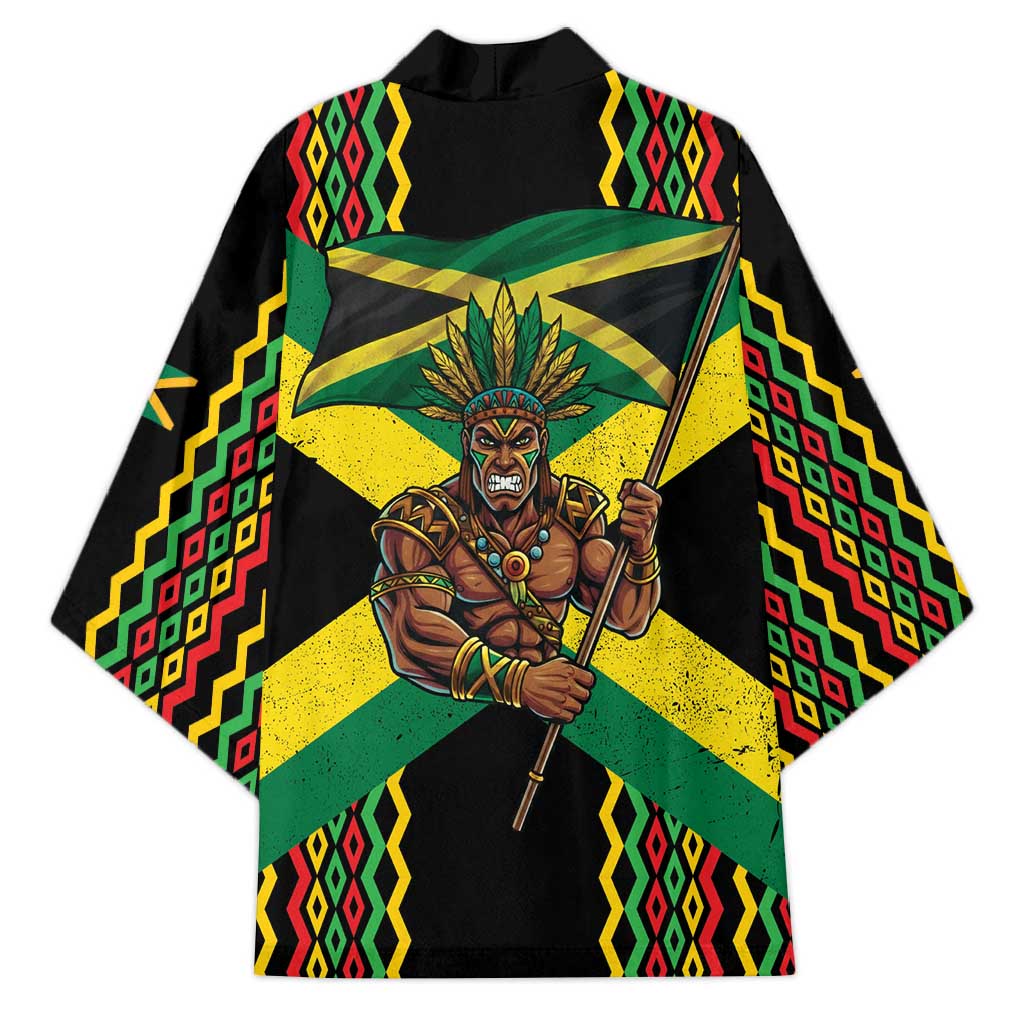 Black Jamaicans Warrior Spirit Kimono Tribal Fighter in Reggae Colors