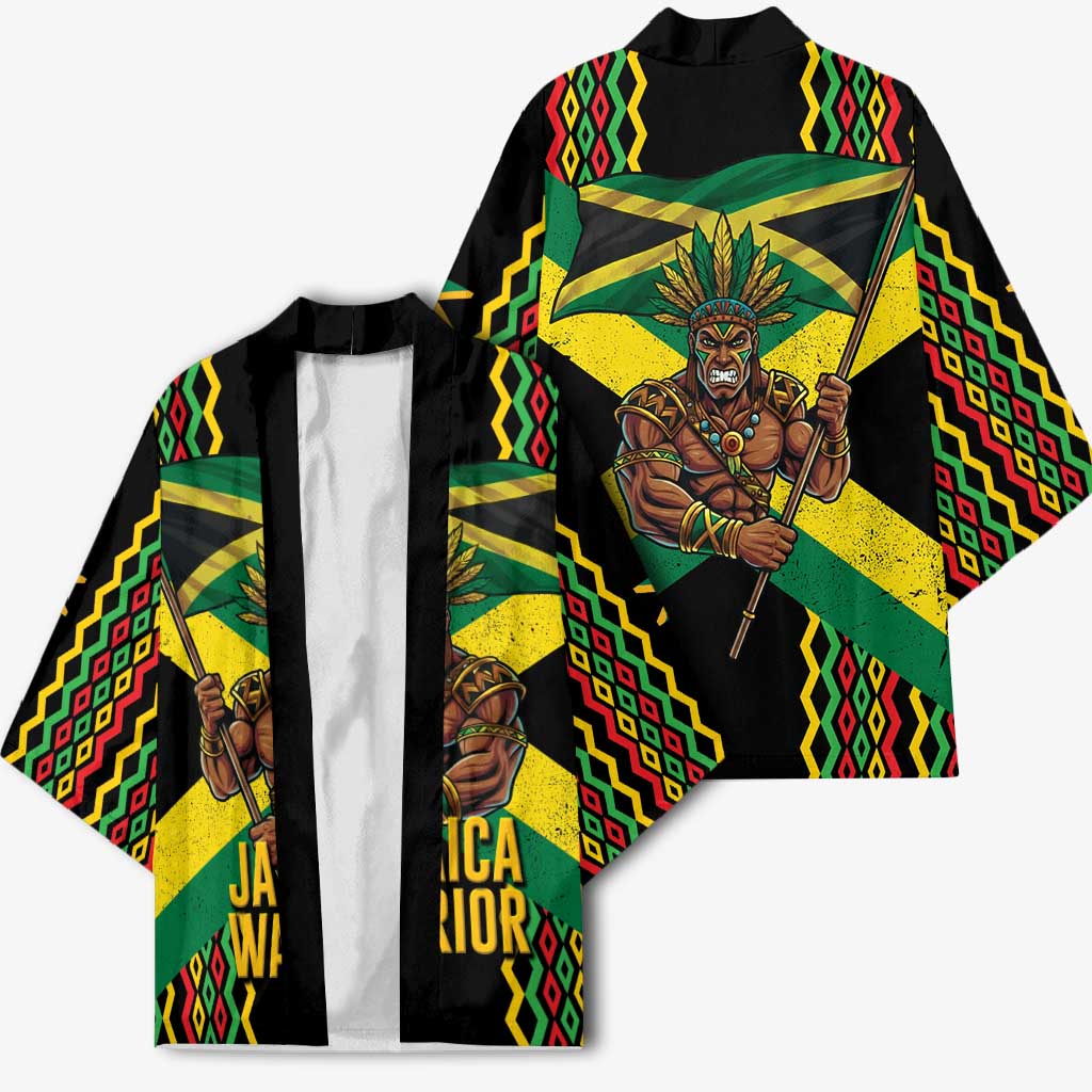 Black Jamaicans Warrior Spirit Kimono Tribal Fighter in Reggae Colors