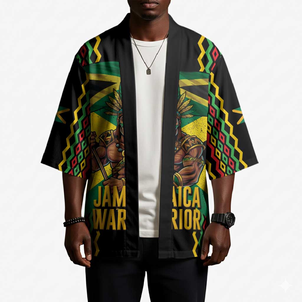 Black Jamaicans Warrior Spirit Kimono Tribal Fighter in Reggae Colors