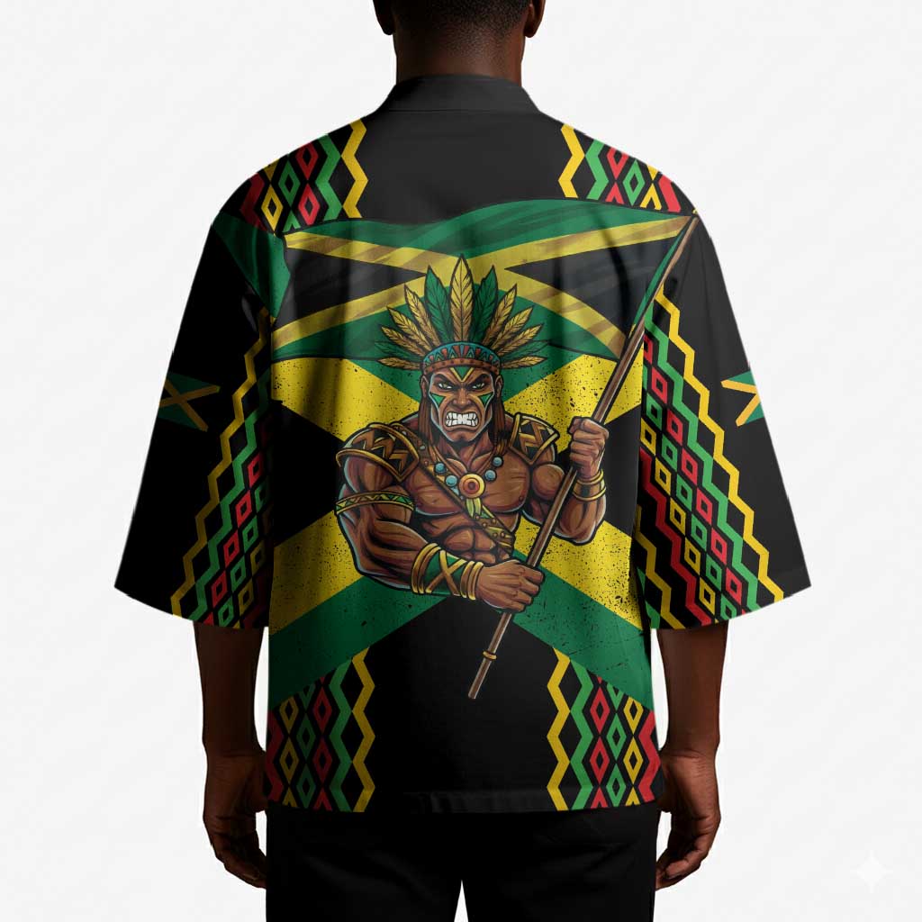 Black Jamaicans Warrior Spirit Kimono Tribal Fighter in Reggae Colors