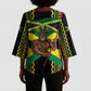 Black Jamaicans Warrior Spirit Kimono Sleeve Blouse Tribal Fighter in Reggae Colors