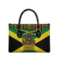 Black Jamaicans Warrior Spirit Leather Bag Tribal Fighter in Reggae Colors