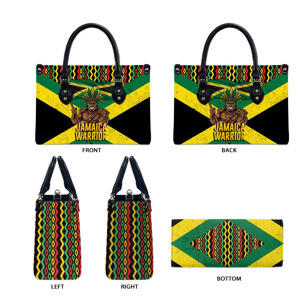 Black Jamaicans Warrior Spirit Leather Bag Tribal Fighter in Reggae Colors