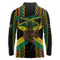 Black Jamaicans Warrior Spirit Long Sleeve Polo Shirt Tribal Fighter in Reggae Colors - African Pride