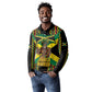 Black Jamaicans Warrior Spirit Long Sleeve Polo Shirt Tribal Fighter in Reggae Colors - African Pride