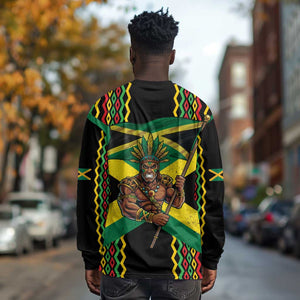 Black Jamaicans Warrior Spirit Long Sleeve Shirt Tribal Fighter in Reggae Colors - African Pride
