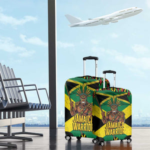 Black Jamaicans Warrior Spirit Luggage Cover Tribal Fighter in Reggae Colors - African Pride