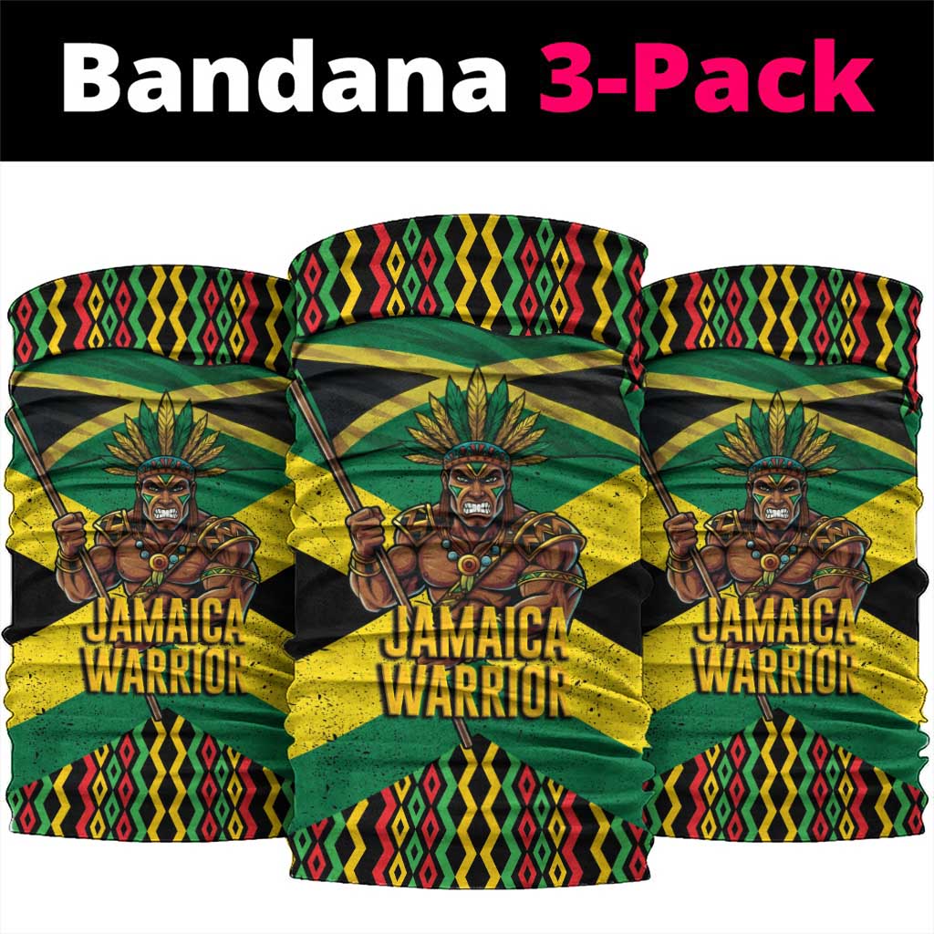 Black Jamaicans Warrior Spirit Neck Gaiter Tribal Fighter in Reggae Colors - African Pride