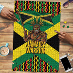 Black Jamaicans Warrior Spirit Puzzle Tribal Fighter in Reggae Colors
