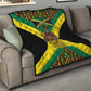 Black Jamaicans Warrior Spirit Quilt Tribal Fighter in Reggae Colors - African Pride