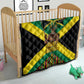 Black Jamaicans Warrior Spirit Quilt Tribal Fighter in Reggae Colors - African Pride