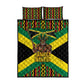 Black Jamaicans Warrior Spirit Quilt Bed Set Tribal Fighter in Reggae Colors - African Pride