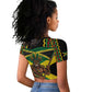 Black Jamaicans Warrior Spirit Raglan Cropped T shirt Tribal Fighter in Reggae Colors - African Pride