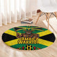 Black Jamaicans Warrior Spirit Round Carpet Tribal Fighter in Reggae Colors - African Pride