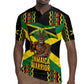 Black Jamaicans Warrior Spirit Rugby Jersey Tribal Fighter in Reggae Colors - African Pride