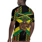 Black Jamaicans Warrior Spirit Rugby Jersey Tribal Fighter in Reggae Colors - African Pride