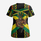 Black Jamaicans Warrior Spirit Scrub Top Tribal Fighter in Reggae Colors - African Pride