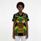 Black Jamaicans Warrior Spirit Scrub Top Tribal Fighter in Reggae Colors - African Pride