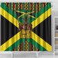 Black Jamaicans Warrior Spirit Shower Curtain Tribal Fighter in Reggae Colors - African Pride