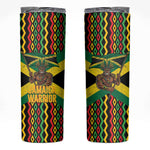 Black Jamaicans Warrior Spirit Skinny Tumbler Tribal Fighter in Reggae Colors - African Pride